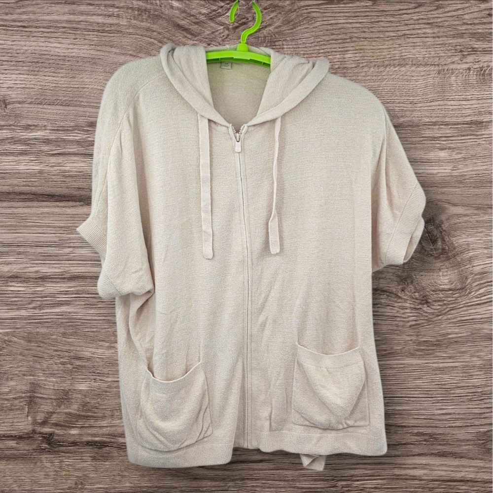 Barefoot Dreams CozyChic Ultra Lite Short Sleeve S/M Zip Up Hoodie Oversized - Picture 1 of 6